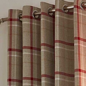 Hudson Woven Curtains - Red 01